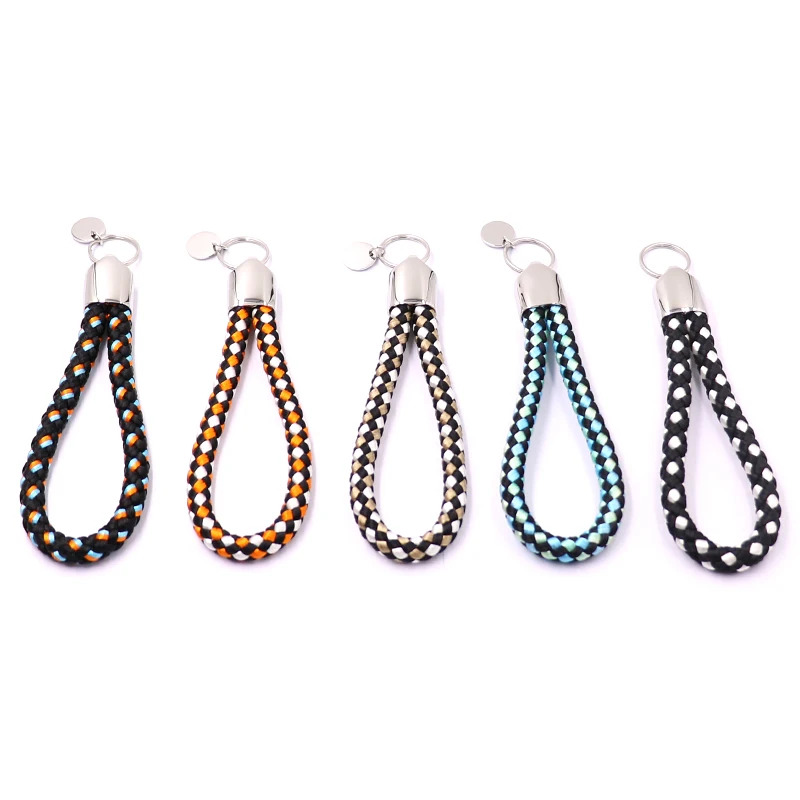 Новые товары, прямые заводские настраиваемые модные красивые цветные черные с белым плетеным нейлоновым веревочным брелоком