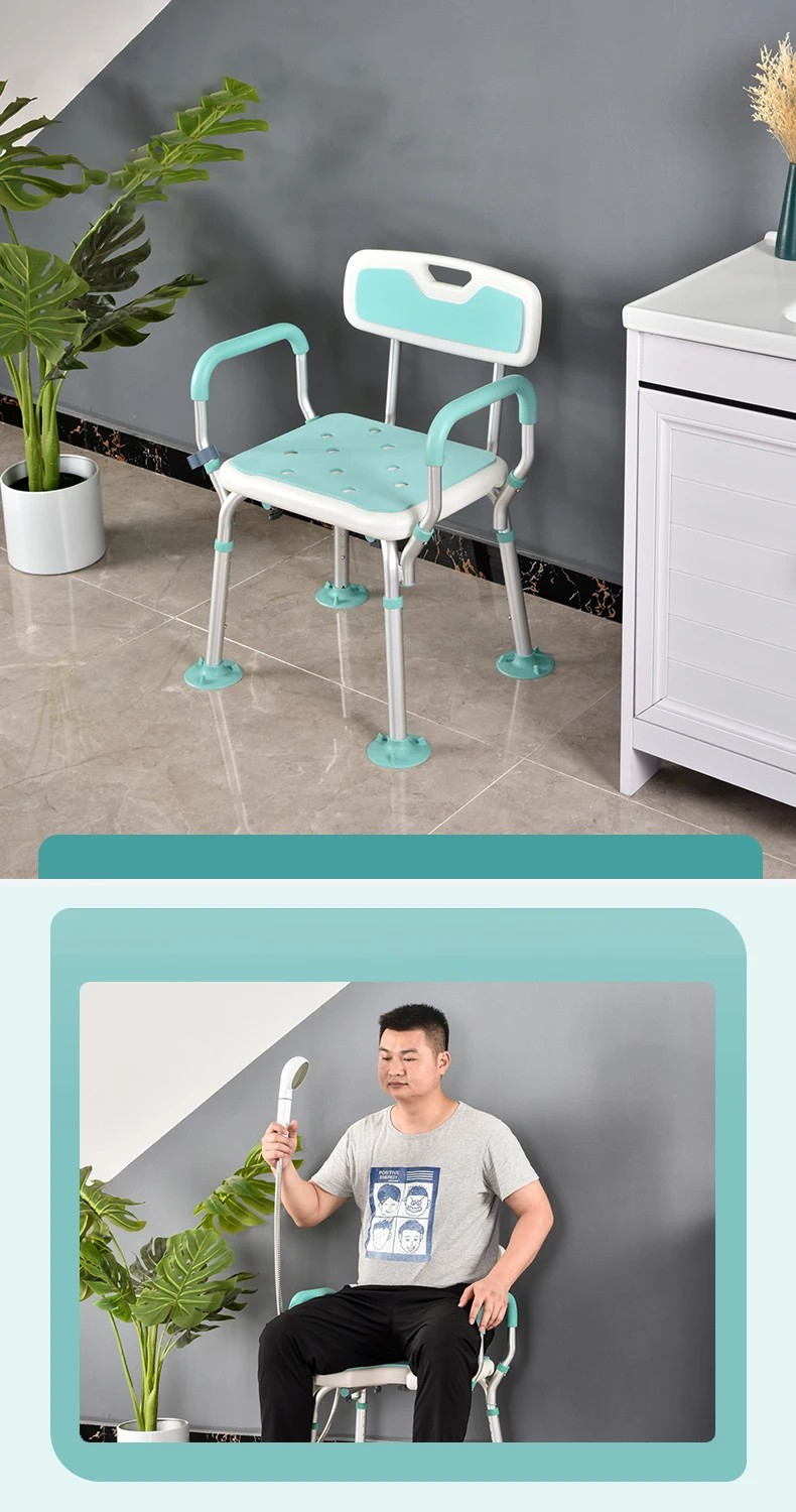 product wholesale adjustable shower chair aluminum bath chair for disable bathroom shower seat chair for shower bathroom stool-3