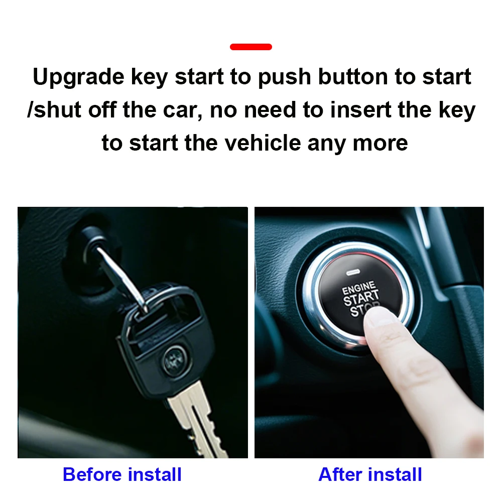 For Toyota Hilux Keyless Entry Car Alarm Kit Remote Engine Start Push Button Remote Starter and Ignition Control Plug and Play