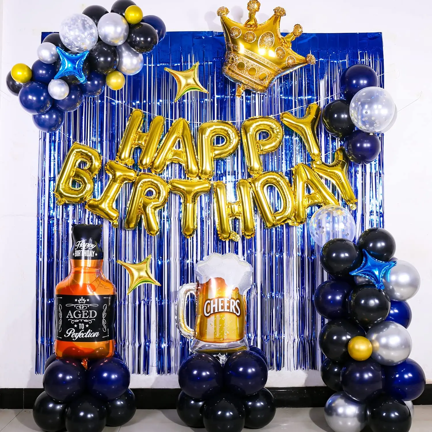 Decoraciones de cumpleaños para hombre, decoración de fiesta azul