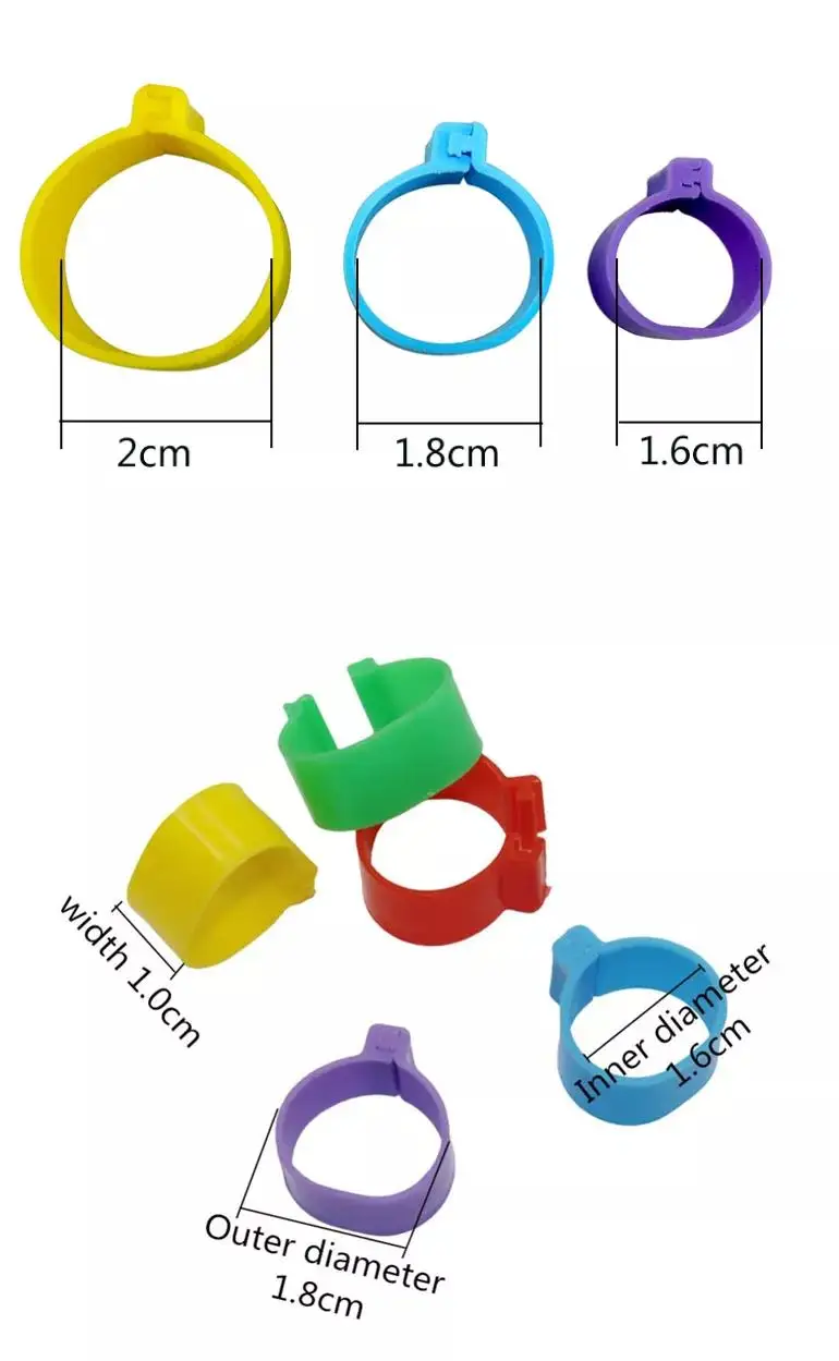 16 Mm Rosso Anelli Per Zampa Pollame - 100 Pezzi Numerati 001-100 - Fascia Di Identificazione Per Galline, Anatre - Rosso Fasce Zampe Galline - 7
