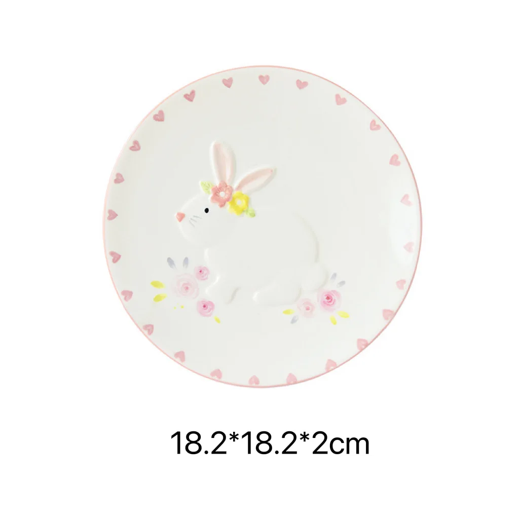 Custom Nordic Flower Rabbit Bowl And Plate 7 Piece Set Creative Cute ...