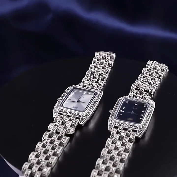 Vintage Thai 925 Sterling Silver Watch with Marcasite