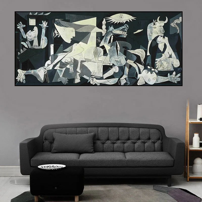 14x28 in Sin marco Guernica de Picasso Reproducciones de pinturas en lienzo Carteles e impresiones famosos Cuadro artístico de pared para sala de estar Decoración del hogar 35x70cm 