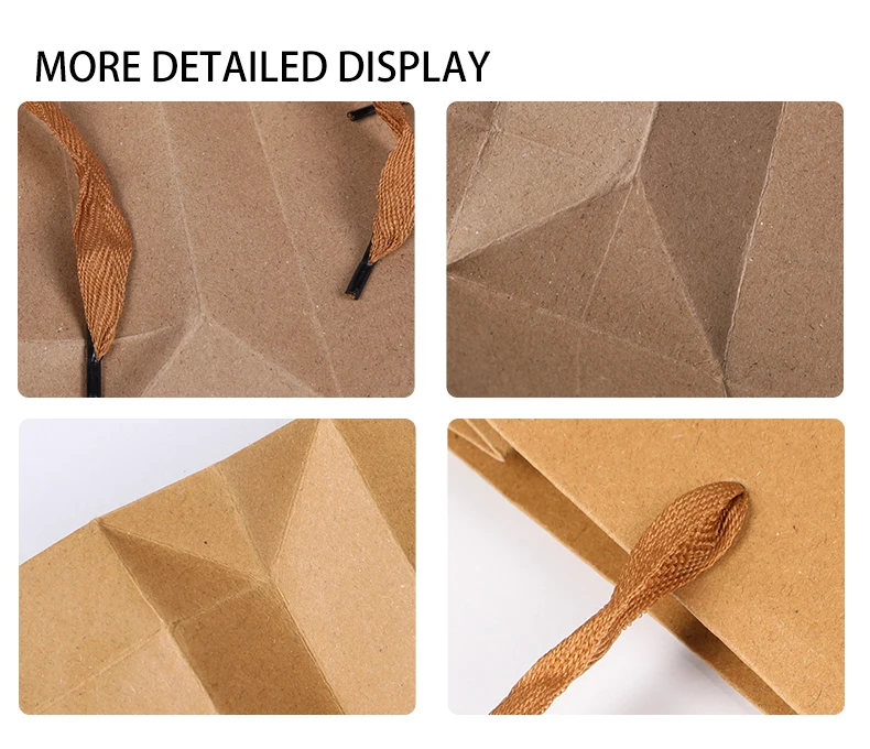 Eco-friendly recycled brown handle paper bags for food takeaway custom shopping gift craft packaging kraft paper bag with logo