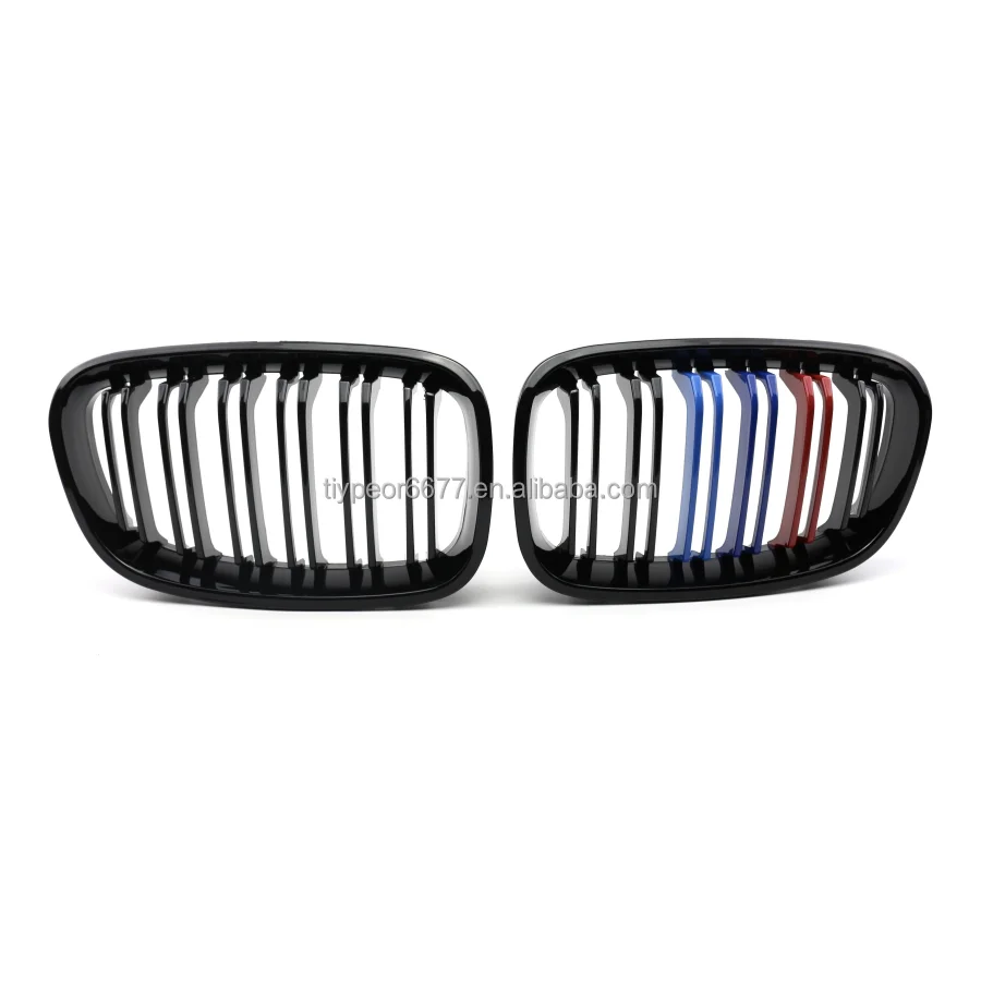 product tiypeor kidney grills abs gloss black carbon look three   color plated silver front grilles for bmw 1 series f20 2012   2014-8