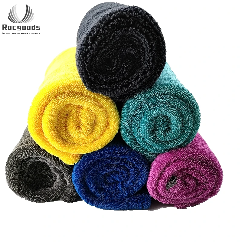Оптовая продажа, впитывающее серое полотенце из микрофибры без ворса с перекручивающейся петлей, 50*80 см, 1200 г/м2, салфетка для чистки автомобиля, полотенца