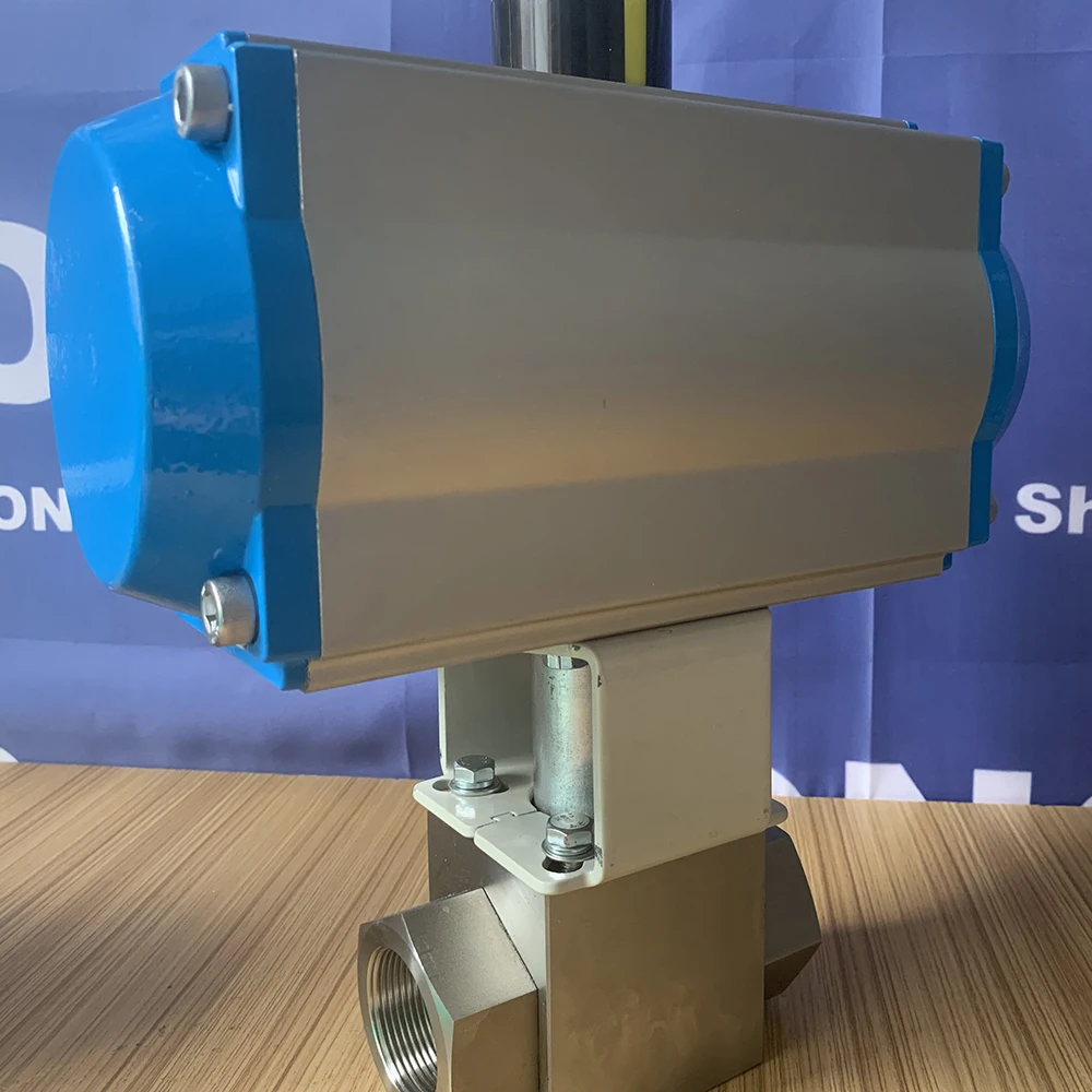 DN50 40Mpa Forged Stainless Steel 316 5000 PSI High Pressure Hydraulic Pneumatic Actuator With 2 Way Pneumatic Ball Valve