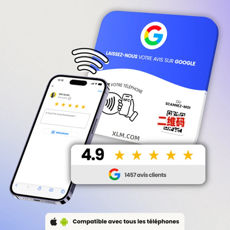Dynamic QR Code Google Review NFC RFID Waterproof Mini Tag Card Stand ...
