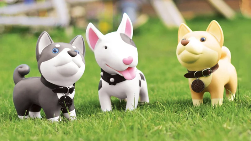 Cartoon Cute farm animal pet Shiba Inu Bull Terrier Husky figurine  Piggy Bank 