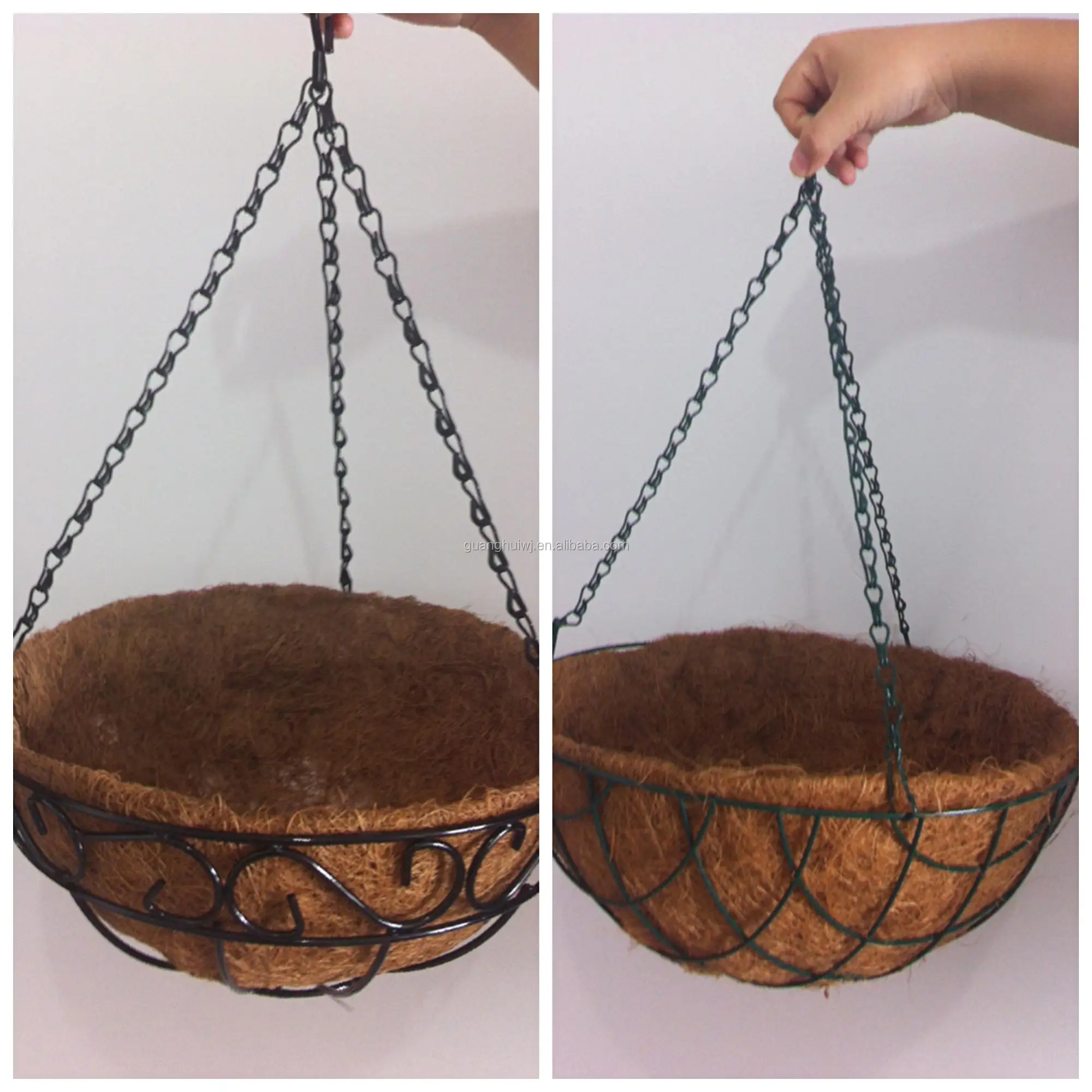 Металлическая настенная подвесная посадочная корзина с кокосовым вкладышем
