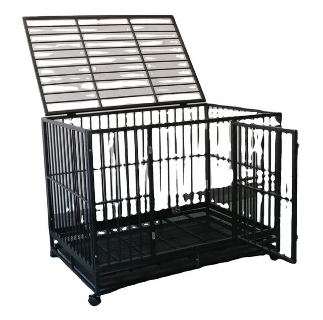 43 INCH Extra Large Heavy Duty Indestructible Indoor One Door High Anxiety Kennel with Wheels Removable Tray