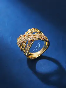 Classic Women's Engagement Wedding Gift Ring Rose Gold 18k Sparkling Zircon Gemstone Inlay Claw Brass Trendy Romantic Design