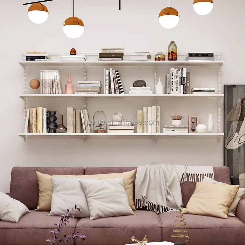 1.8M Large Minimalist Design Bookshelf with Desk Drawers Wall Mounted Furniture for Living Room Bedroom School Warehouse
