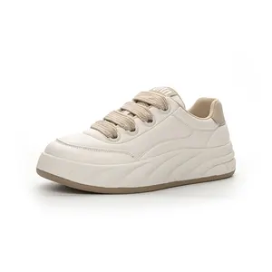 Xinzirain Custom Woman Jumbo Laces Thick Sole Breathable Fashion Lace up Casual Walking Round Toe Chunky Sole Sneakers