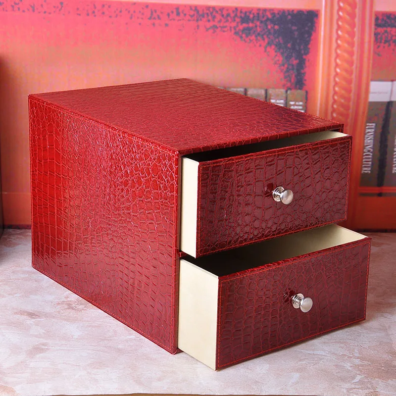 
 Кожаная настольная коробка для хранения всякой всячины, ящик для хранения офисных документов, шкафчик для хранения, настольная полка  
