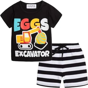 Wholesale Customizable Boys T Shirts Striped Shorts Set Boys Casual Clothing Set