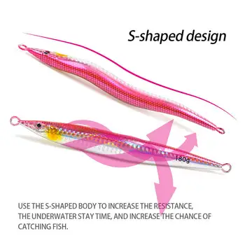 CHEERY Fast-Sinking Iron Plate S-Shaped Long Strip Little Jack Quick-Pull Lead Fish Lure 130g-180g Hairtail Cuttlefish Mackerel – Lure – view 5