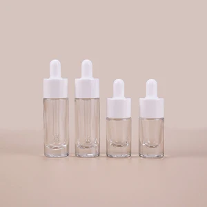 Luxury Small Volume Essential Oil Bottle 5ml 10ml Straight Thick Bottom with Dropper Screen Printing Black and White"