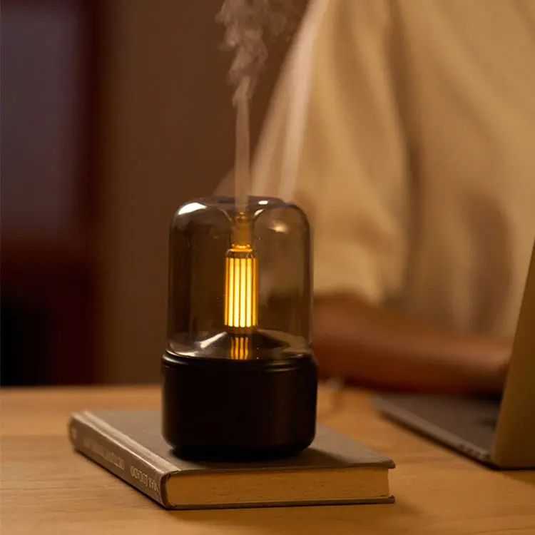 New 120ml Candlelight Essential Oil USB Air Humidifier Electric Ultrasonic Aroma Diffuser With Warm Candle Lamp for Home Office