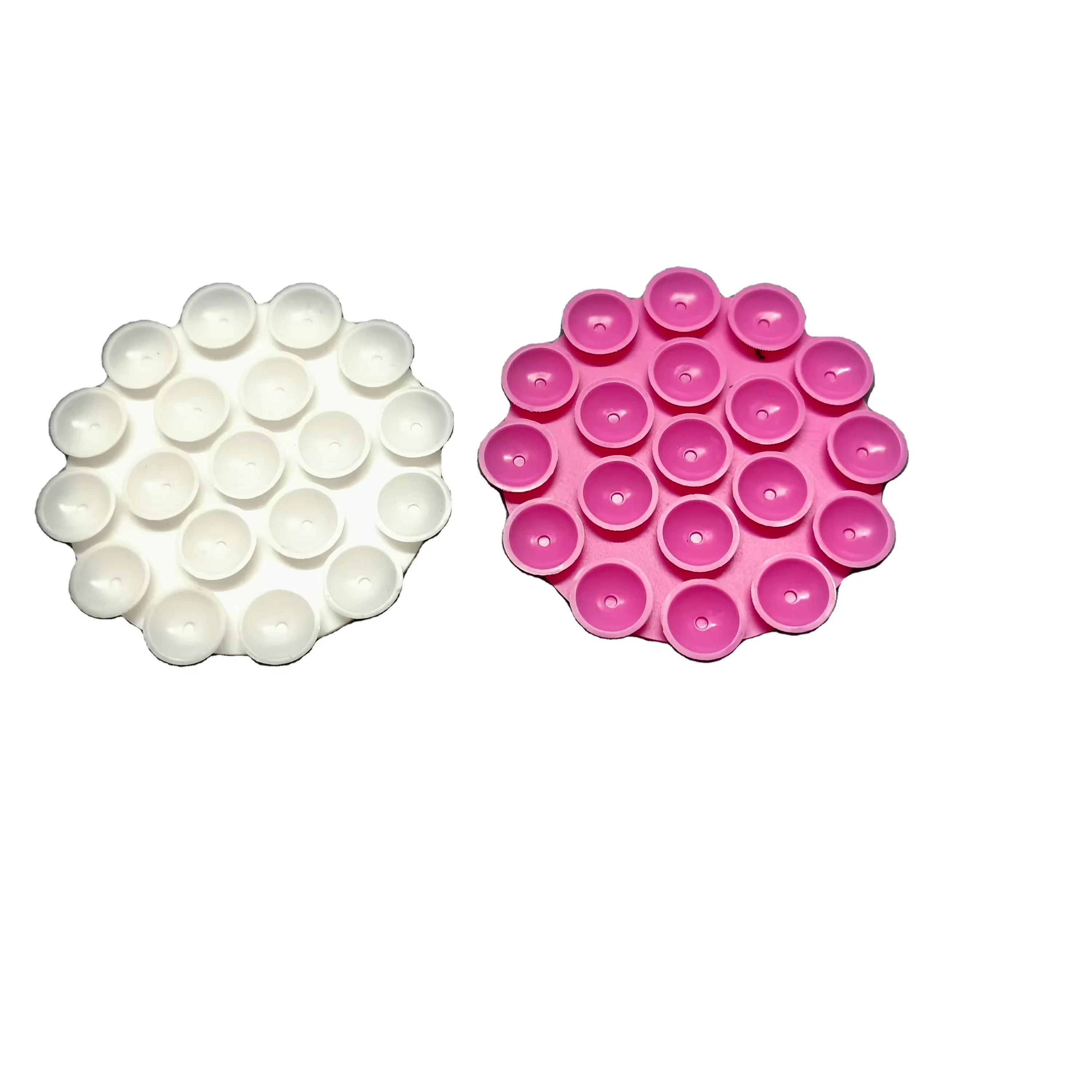 suction cups on backside Vacuum adsorption Non-slip holder wit 3M adhesive Custom Small Round Silicone rubber Pad