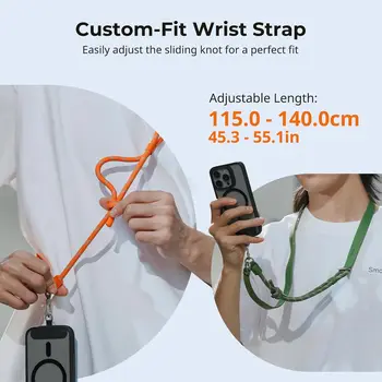For SMALLRIG Adjustable Neck Crossbody Lanyard Leather & Nylon Phone Shoulder Strap with Built-in Hook Compatible All detail image