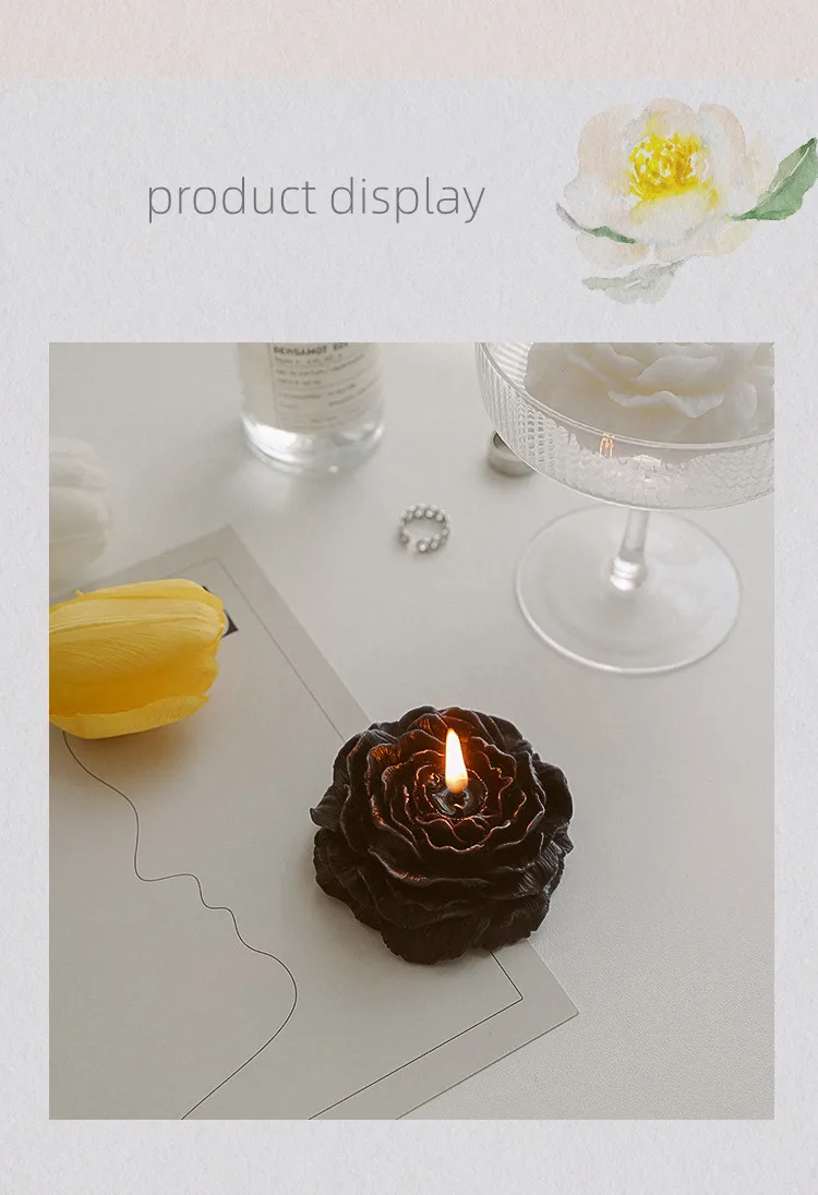 Handmade Decorative Flower Candle Perfumada Aromatherapy Peony Shaped