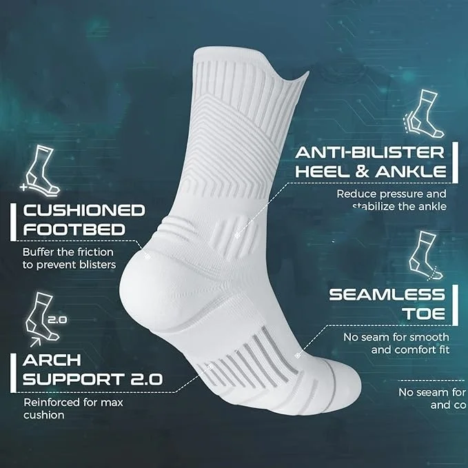 Cushion Crew Custom Design Practical Fitness Elite Performance Running  Jacquard Basketball Compression Sport Socks