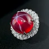 open size Red corundum six-pointed star light ring