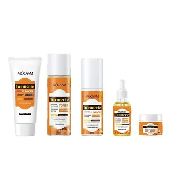 Turmeric Facial Cream Essence Body Lotion Turmeric Facial Cleanser Toner Set Hydrating Anti-Wrinkle Firming Skin Care Set