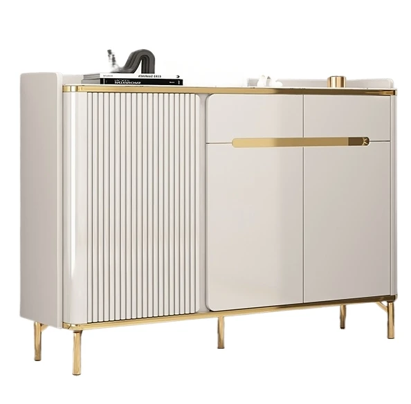 Luxury storage rack, cabinet with drawers, modern wooden medium density fiberboard design, entrance furniture