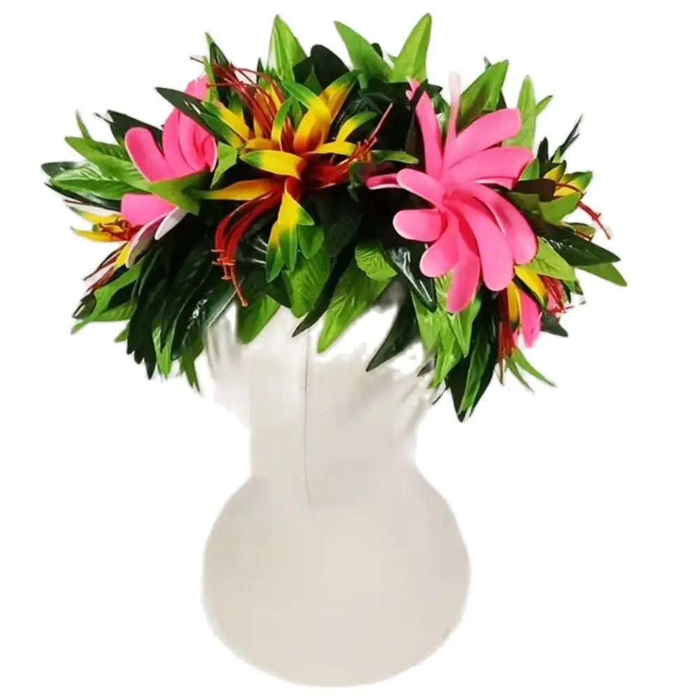 HK00037 64 см искусственные шелковые листья Maile Haku W пенопластовые Гавайские цветы гирлянда Гавайская Цветочная корона головные