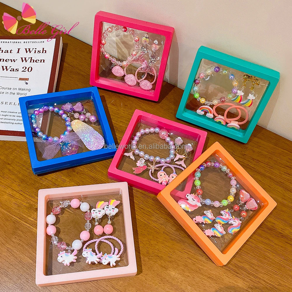 BELLEWORLD Custom Packaging 2022 New Design Kids Jewelry Set Finger Rings Beads Necklaces and Bracelets Set for Baby Girl