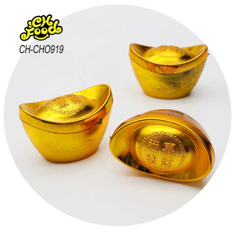 Hot Selling Ancient Chinese Gold Ingot Shape Toy with Chocolate Gold Coins and Chocolate Ball