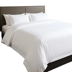 Modern Hotel White 100% Cotton Simple Duvet Cover Set Eco-Friendly Breathable 300tc All-Season 4-Piece