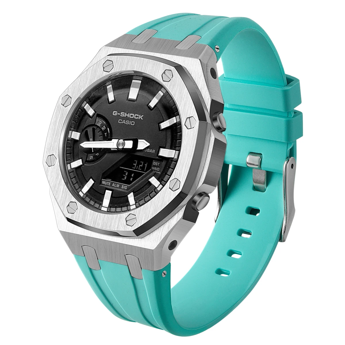 New Design 5th Ga 2100/2110 All Metal Bezel Silicone Strap Zinc Alloy