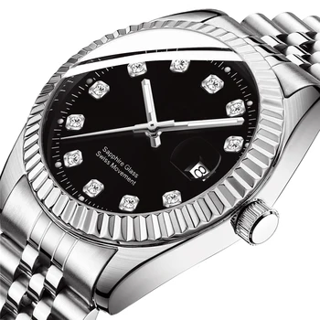 Fashion 2022 Online Stainless Steel Watches Diamond Waterproof Man Wrist Watch Super Silver Male Quartz Premium Watch 39mm