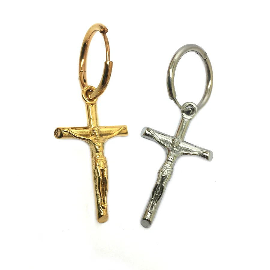 Orecchini Huggie A Cerchio Con Croce E Fulmine - Donna E Ragazza - Placcato Oro 18k Zirconi - 3