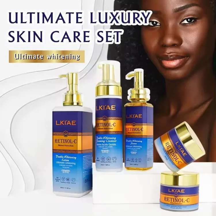 Women's Skin Care Kit Private Label Retinol Glutathione Vitamin C Collagen Face Brightening Whitening Set