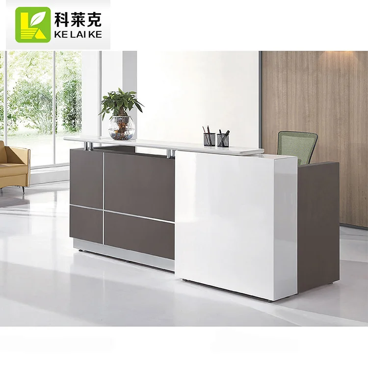 Small Single Front Reception Desk Counter Modern White
