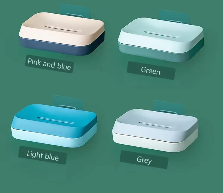 Eco Friendly Bathroom Double Layer Self-Draining Plastic Soap Dish Holder Wall Mounted Soap Box supplier