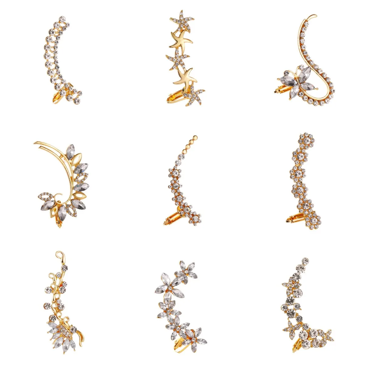 Wholesale Trendy Aretes Orecchie Ohrring Full Zircon Ear Cuff Wrap  Butterfly Flowers Crystal Ear Clip On Earrings for Women Jewelry From  m.
