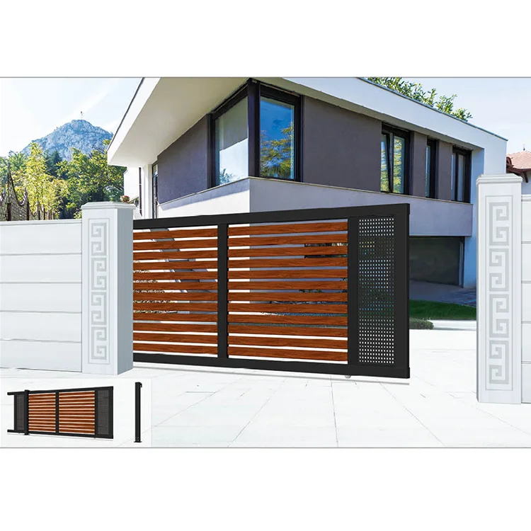 Nigeria Style Simple Automatic Sliding Modern Aluminum Alloy Main Gate Design for Hotel