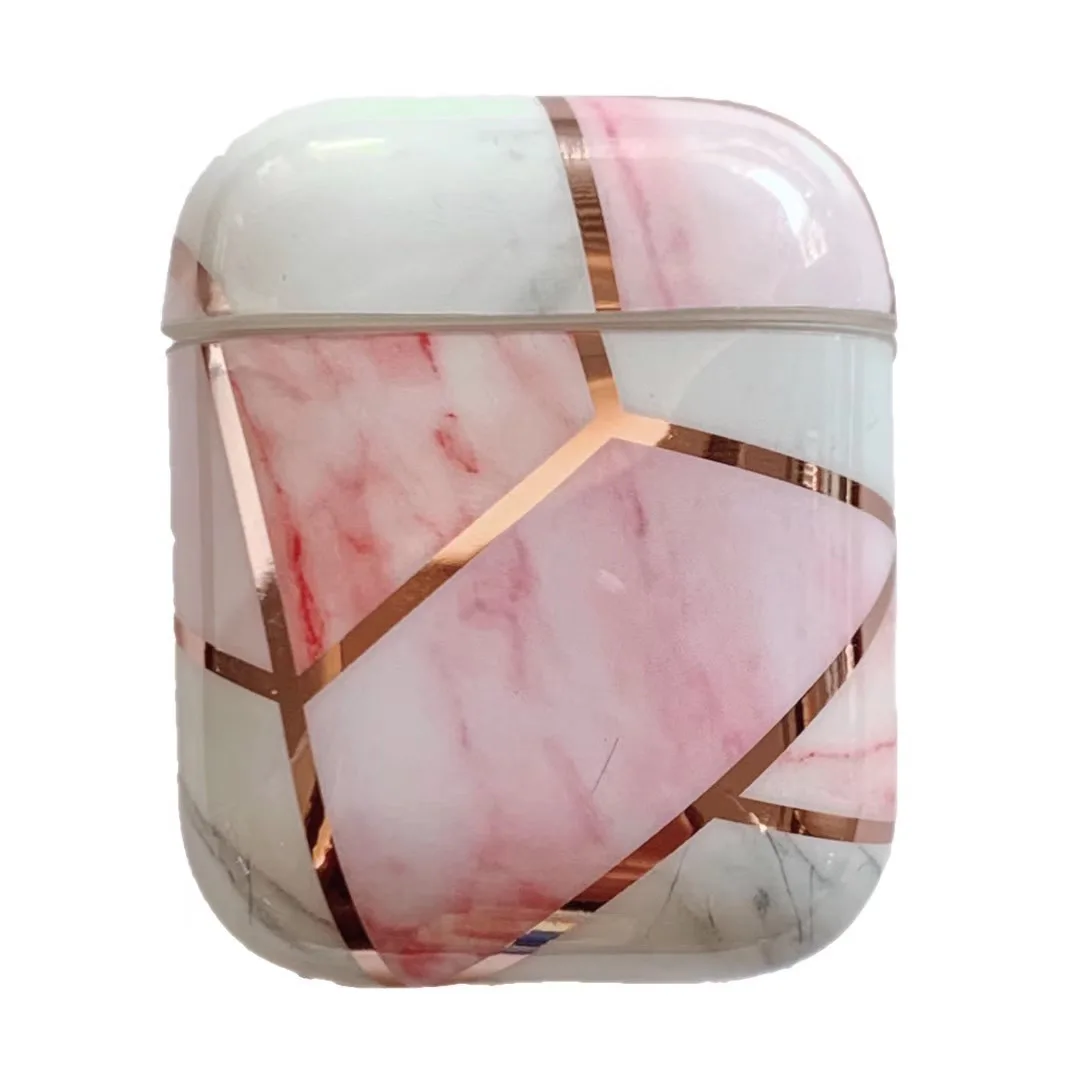 Глянцевый IMD аксессуары для наушников с геометрическим мрамором чехол Airpods 1 2 мягкий