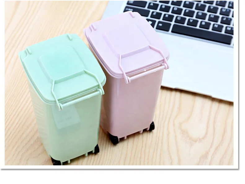 Plastic Mini Trash Can Pen Holder Desktop Mini Dustbin Storage Desk Organizer