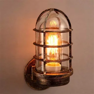 American Countryside Retro Industrial Style Wall Lamp Farmhouse Creative Aisle Light Fixture with Iron Glass for Coffee Shop Bar