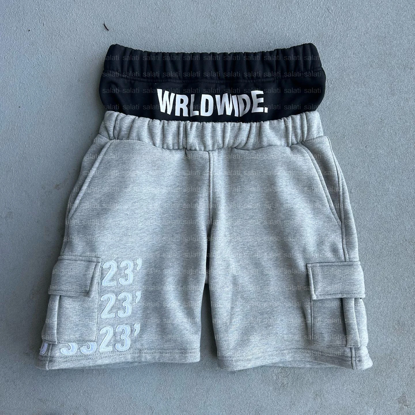 Double Waist Short Sweatpants Custom Distressed Embroidery High Waist Sweat Cargo Shorts for Men gallery 7