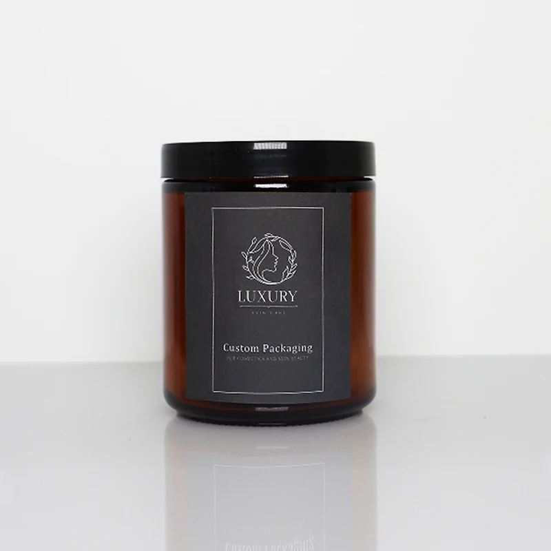 Empty 50ml 100ml 250ml 500ml Clear Amber Glass Candle Jar With Black ...