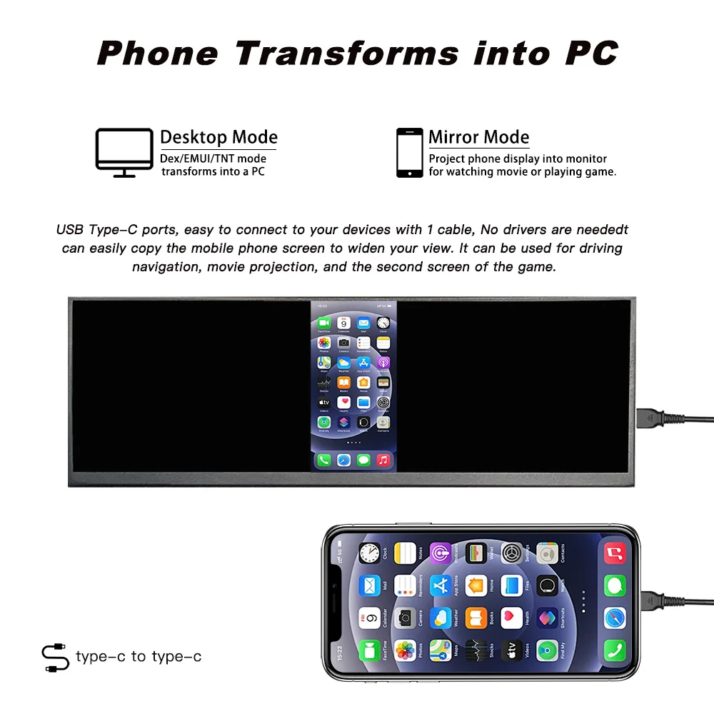 12.7 Inch Stretched bar LCD Speaker Monitor 2880x864 IPS LCD for Raspberry Pi Car Industrial Advertising Display Aida 64 Monitor
