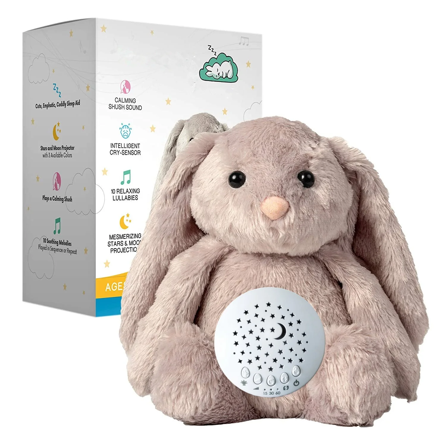 Baby Sound Machine and Night Light Projector  Shusher  Lullabies and White Noise Soother Portable Sleep Aid Toy Nursery Decor